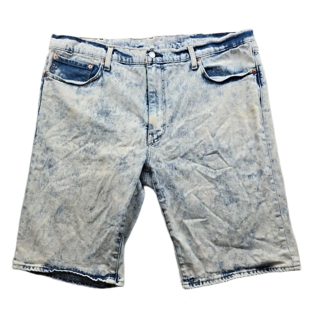 Levi's Shorts Mens 40 Blue Cotton‎ Blend Acid Wash Denim 502 Regular Taper 11